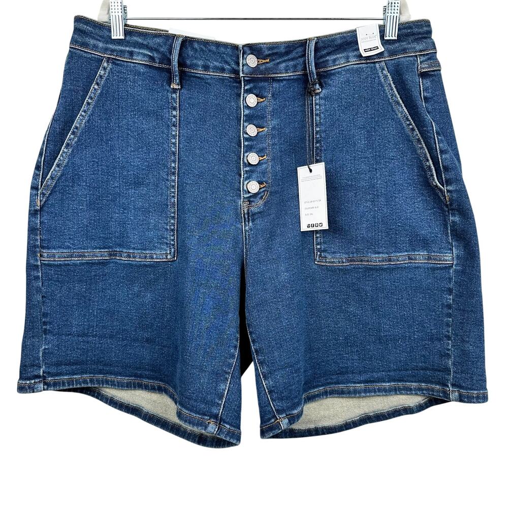 NEW Judy Blue Denim Jean Shorts High Waist Button Fly Dark Wash 3XL Stretch